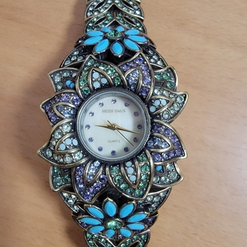 Heidi Daus Multicolor Swarovski Crystal Flower Watch
